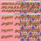 Custom Medium Pink Purple-Yellow Valentine's Day Flower Authentic Baseball Jersey