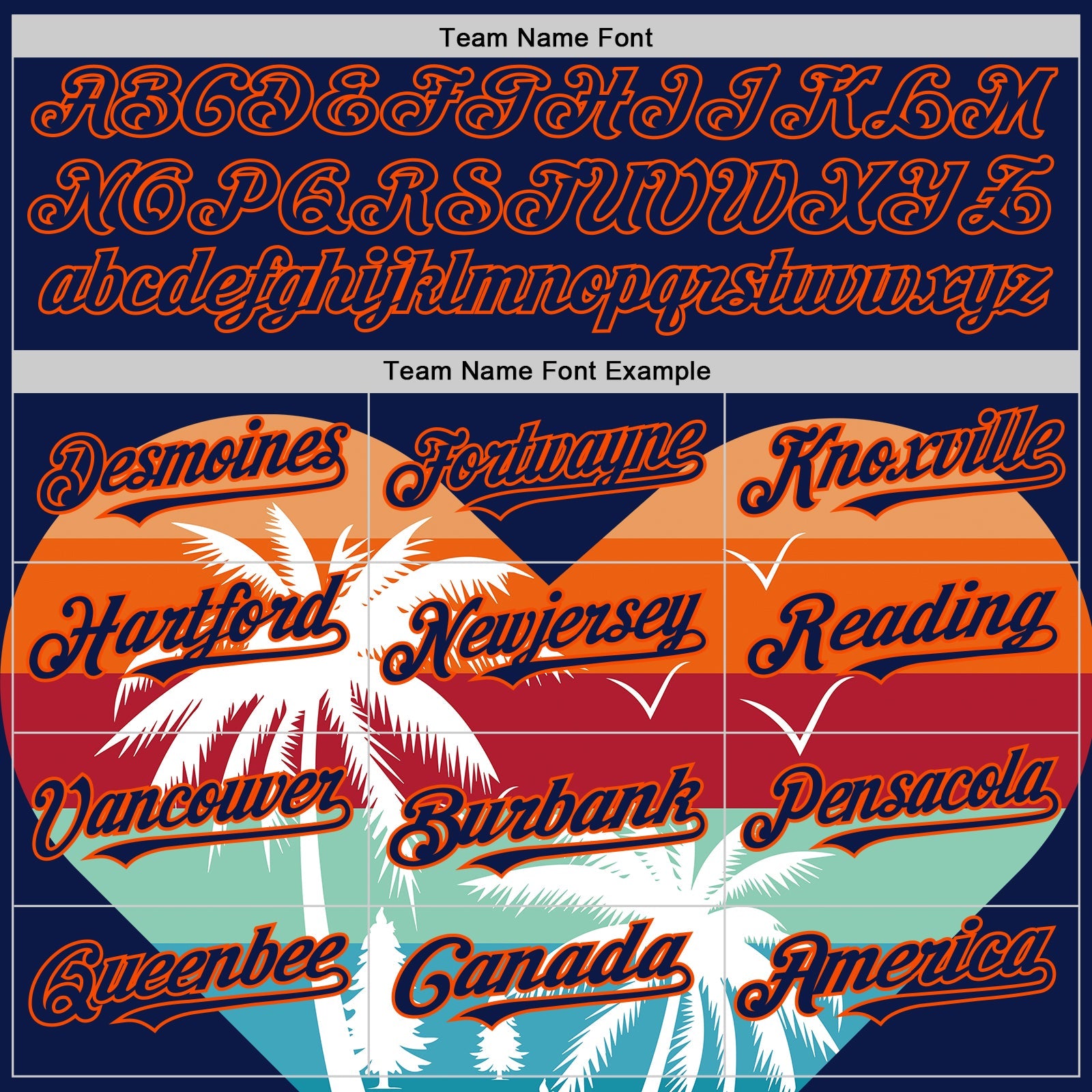 Custom Navy Orange Valentine's Day Coconut Trees Authentic Baseball Jersey