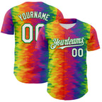 Custom Rainbow White-Grass Green Valentine's Day Gradient Pride Month Love Is Love Authentic Baseball Jersey