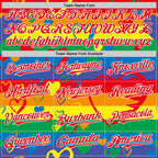 Custom Rainbow Fire Red-White Valentine's Day Love Heart Pride Month Love Is Love Authentic Baseball Jersey