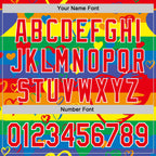 Custom Rainbow Fire Red-White Valentine's Day Love Heart Pride Month Love Is Love Authentic Baseball Jersey