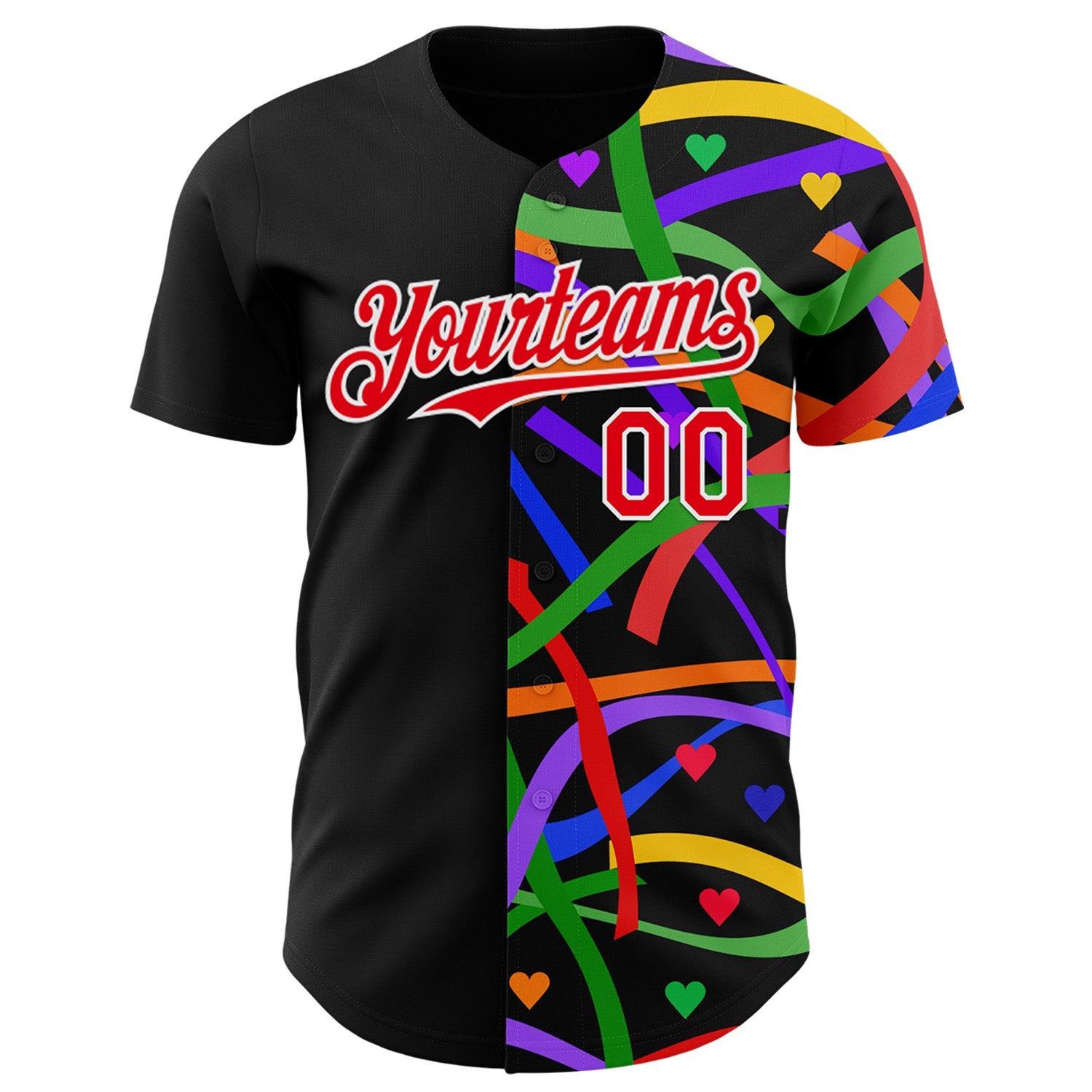 Custom Navy White Valentine's Day Love Heart Pride Month Love Is Love Authentic Baseball Jersey