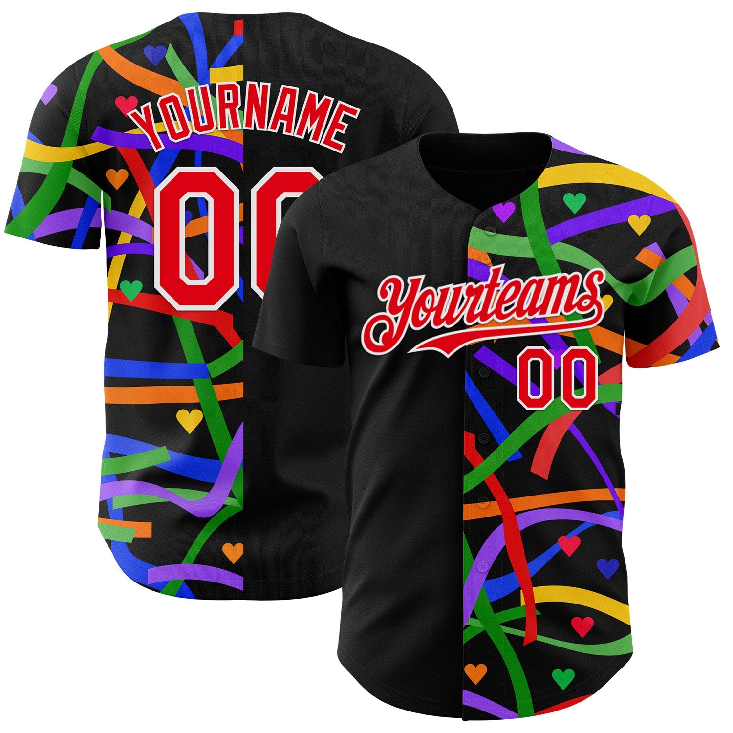 Custom Navy White Valentine's Day Love Heart Pride Month Love Is Love Authentic Baseball Jersey