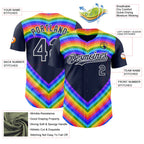 Custom Navy White Valentine's Day Love Heart Pride Month Love Is Love Authentic Baseball Jersey