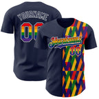 Custom Navy Rainbow-White Valentine's Day Pride Month Love Is Love Authentic Baseball Jersey
