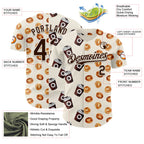 Custom Cream Brown Valentine's Day Bagel Meets Coffee Authentic Baseball Jersey