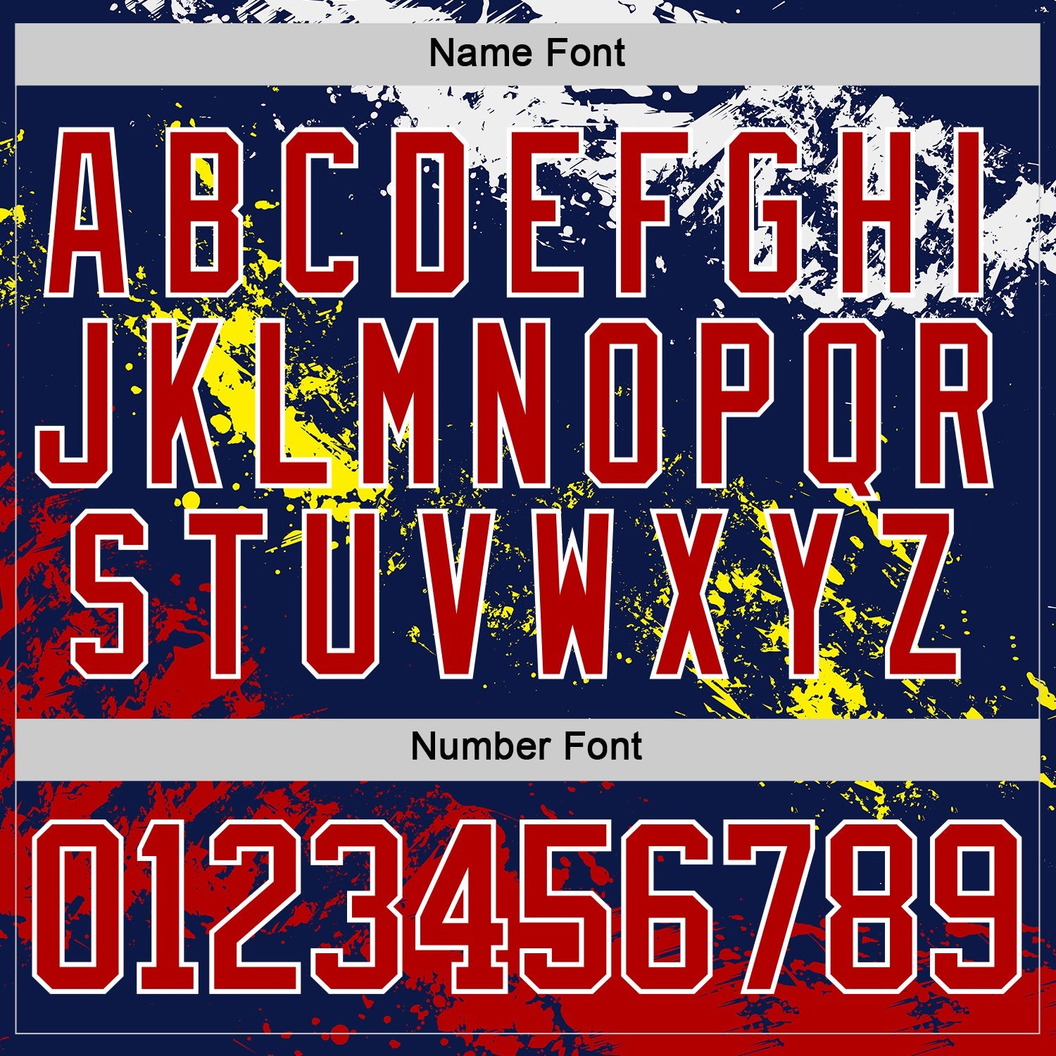 Custom Navy Red Yellow-White 3D Pattern Abstract Splatter Paint Hockey Lace Neck Jersey