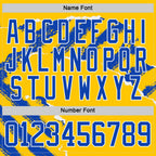 Custom Yellow Thunder Blue-White 3D Pattern Abstract Splatter Paint Torn Paper Style Hockey Lace Neck Jersey