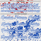 Custom White Thunder Blue-Red 3D Pattern Abstract Splatter Paint Hockey Lace Neck Jersey