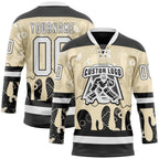Custom City Cream White-Black 3D Pattern Abstract Splatter Paint Hockey Lace Neck Jersey