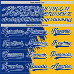 Custom Gold Royal-White 3D Pattern Abstract Splatter Paint Hockey Lace Neck Jersey