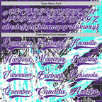 Custom Purple Green-White 3D Pattern Abstract Splatter Paint Grunge Hockey Lace Neck Jersey