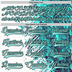 Custom White Ice Blue-Black 3D Pattern Abstract Splatter Paint Hockey Lace Neck Jersey