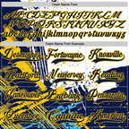 Custom White Navy-Yellow 3D Pattern Abstract Splatter Paint Hockey Lace Neck Jersey