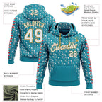 Custom Stitched Teal White Red-Old Gold 3D Pattern Design Baseball Game Day Jacksonville Inspired Sports Pullover Sweatshirt Hoodie