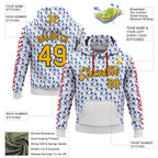 Custom Stitched White Gold Thunder Blue Red-Black 3D Pattern Design Baseball Game Day Los Angeles Inspired Sports Pullover Sweatshirt Hoodie