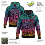 Custom Stitched Black Pink 3D Tropical Hawaii Palm Leaves Sports Pullover Sweatshirt Hoodie