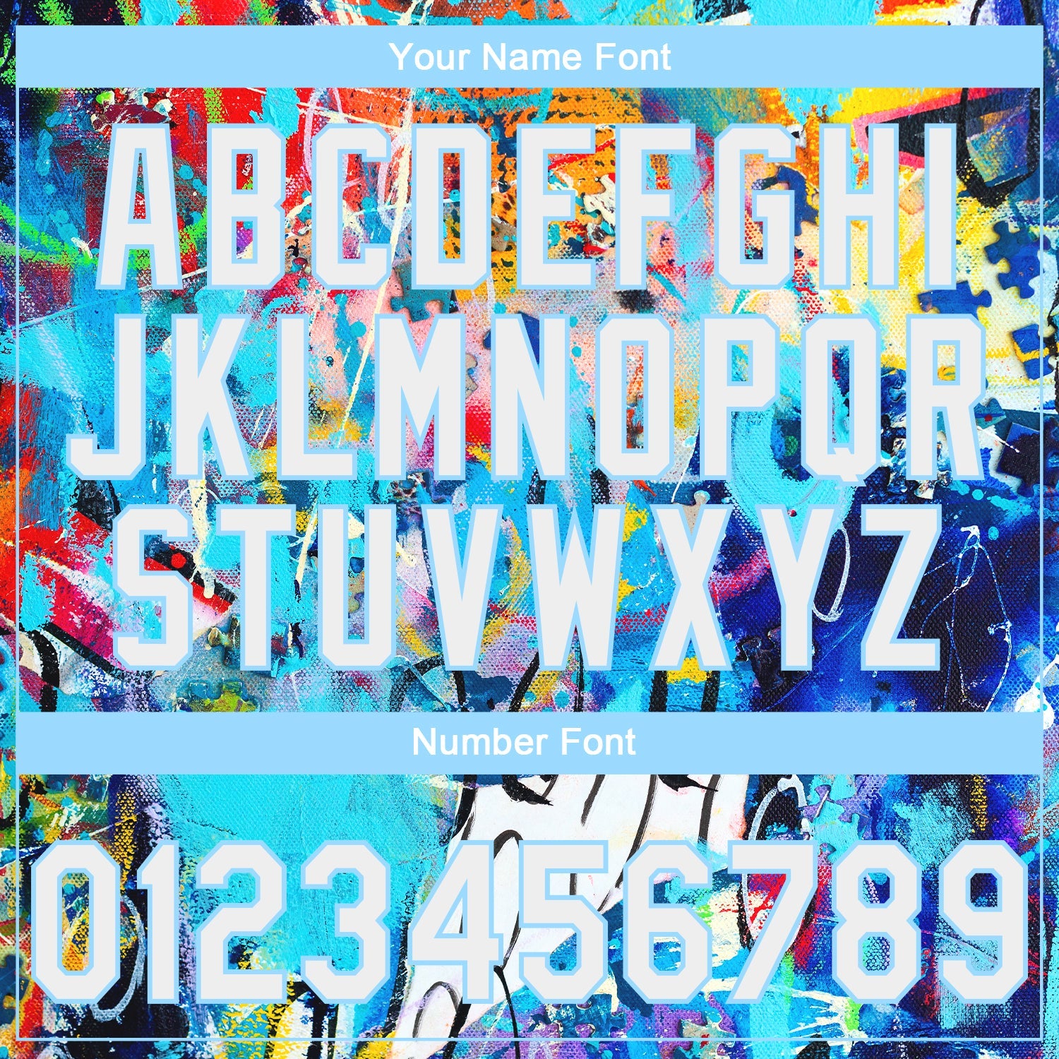 Custom Stitched Graffiti Pattern White-Light Blue 3D Abstract Splash Sports Pullover Sweatshirt Hoodie