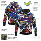 Custom Stitched Graffiti Pattern Thunder Blue-Red 3D Abstract Splatter Sports Pullover Sweatshirt Hoodie