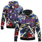 Custom Stitched Graffiti Pattern Thunder Blue-Red 3D Abstract Splatter Sports Pullover Sweatshirt Hoodie