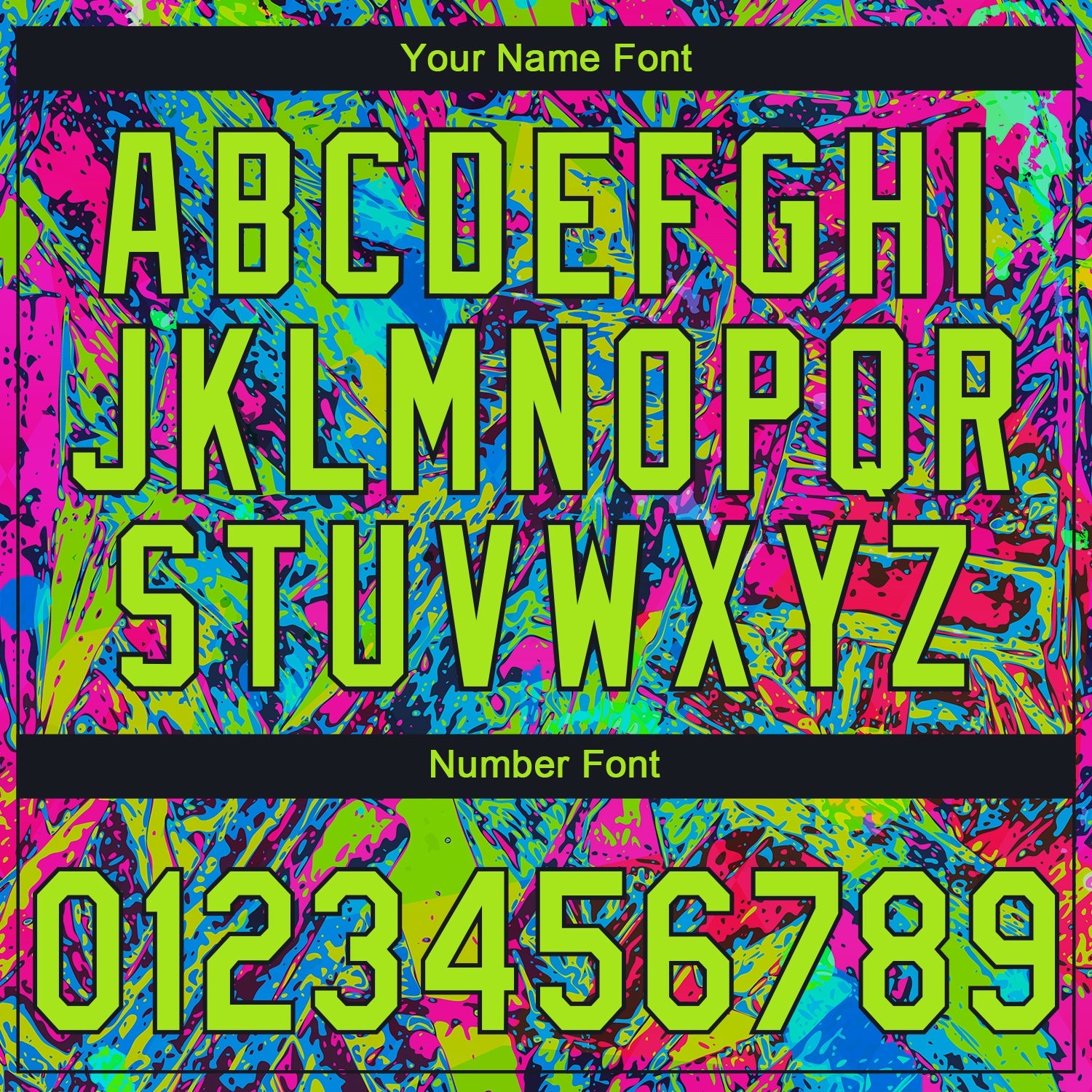 Custom Stitched Graffiti Pattern Neon Green-Black 3D Abstract Splatter Sports Pullover Sweatshirt Hoodie