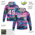 Custom Stitched Graffiti Pattern White-Pink 3D Abstract Splatter Sports Pullover Sweatshirt Hoodie