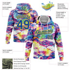Custom Stitched Graffiti Pattern Thunder Blue-Light Yellow 3D Abstract Splatter Sports Pullover Sweatshirt Hoodie