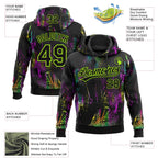 Custom Stitched Black Neon Green 3D Pattern Design Abstract Neon Street Style Sports Pullover Sweatshirt Hoodie