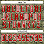 Custom Camo Red Royal-White American Flag Camouflage Hockey Lace Neck Jersey