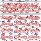 Custom White Royal-Red American Flag Hockey Lace Neck Jersey