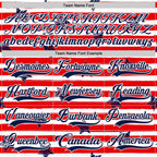 Custom White Navy Red-White American Flag Hockey Lace Neck Jersey