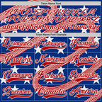Custom Royal Red-White American Flag Hockey Lace Neck Jersey