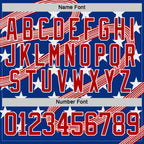 Custom Royal Red-White American Flag Hockey Lace Neck Jersey