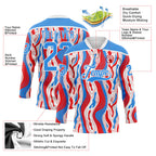 Custom White Powder Blue-Red American Flag Hockey Lace Neck Jersey