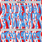 Custom White Powder Blue-Red American Flag Hockey Lace Neck Jersey