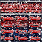 Custom Black Red-White American Flag Hockey Lace Neck Jersey