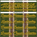 Custom Olive Brown Cream Gold-White 3D Pattern Design Stripe Hockey Lace Neck Jersey