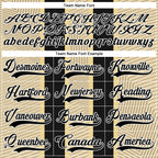 Custom Black Cream-White 3D Pattern Design Stripe Hockey Lace Neck Jersey