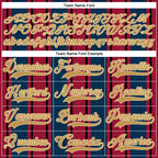 Custom Red Old Gold Navy White-Cream 3D Pattern Design Stripe Hockey Lace Neck Jersey