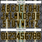 Custom Black Blue Gold-White 3D Pattern Design Stripe Hockey Lace Neck Jersey