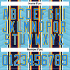 Custom Blue Powder Blue Black Red Gold-White 3D Pattern Design Stripe Hockey Lace Neck Jersey