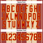 Custom Red Cream Gold-White 3D Pattern Design Stripe Hockey Lace Neck Jersey