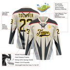 Custom Cream Black Gray Red-Yellow 3D Abstract Pattern Graphic Cyber Mecha E-sport Hockey Lace Neck Jersey