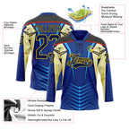 Custom Blue Navy Black Red-Yellow 3D Abstract Pattern Graphic Cyber Mecha E-sport Hockey Lace Neck Jersey