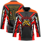 Custom Black Red Gray Orange-Yellow 3D Abstract Pattern Graphic Cyber Mecha E-sport Hockey Lace Neck Jersey