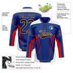 Custom Royal Brown Red Black Cream-White 3D Abstract Pattern Graphic Cyber Mecha E-sport Hockey Lace Neck Jersey