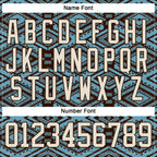 Custom Shadow Blue Cream-Brown 3D Pattern Tribal Indigenous Grunge Geometric Splash Hockey Lace Neck Jersey