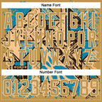 Custom Old Gold Blue-Cream 3D Pattern Tribal Indigenous Grunge Geometric Splash Hockey Lace Neck Jersey