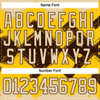 Custom Yellow City Cream-Brown 3D Pattern Tribal Indigenous Grunge Geometric Splash Hockey Lace Neck Jersey