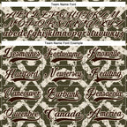 Custom Olive Brown Cream-Burgundy 3D Pattern Tribal Indigenous Grunge Splash Hockey Lace Neck Jersey